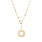 18K Gold PVD Stainless Steel Sunburst Heart Paperclip Pendant Necklace / CHN9969: Gold