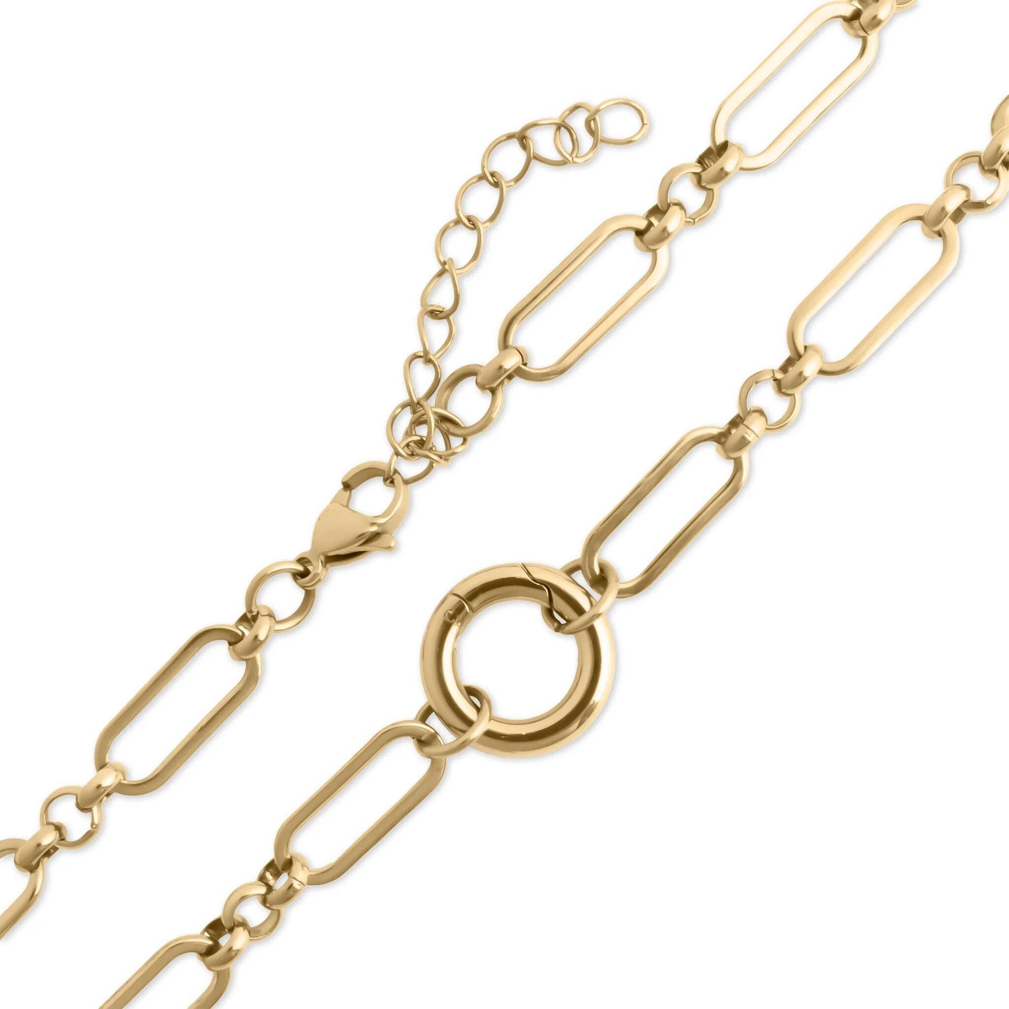 18K Gold PVD Stainless Steel Long Paperclip Charm Necklace: Gold