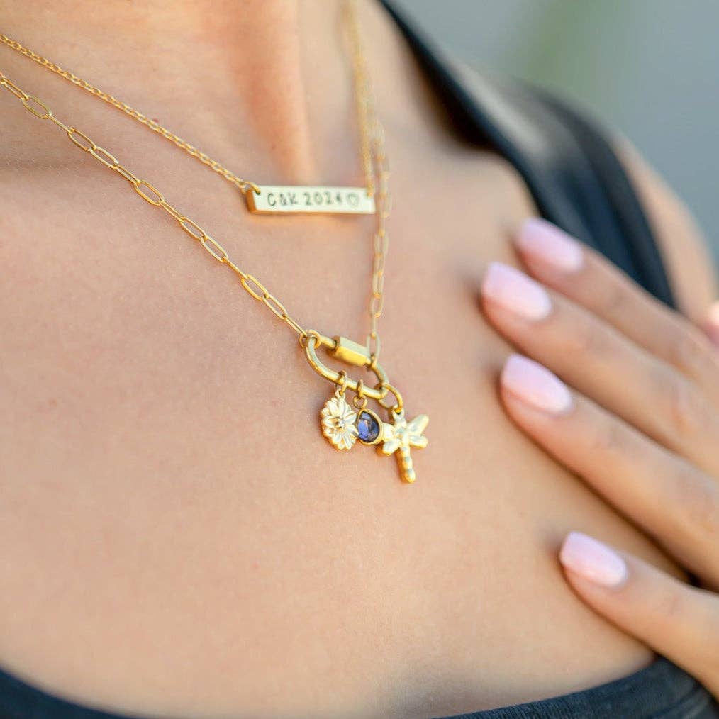 18K Gold PVD Teardrop Birthstone Charm: November