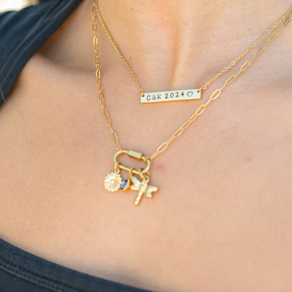 18K Gold PVD Teardrop Birthstone Charm: February