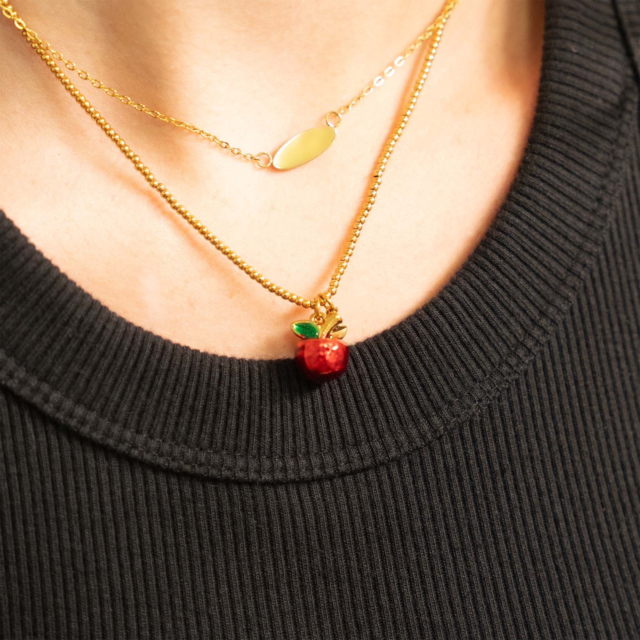 18K Gold Stainless Steel Apple Fruit Charm: Gold