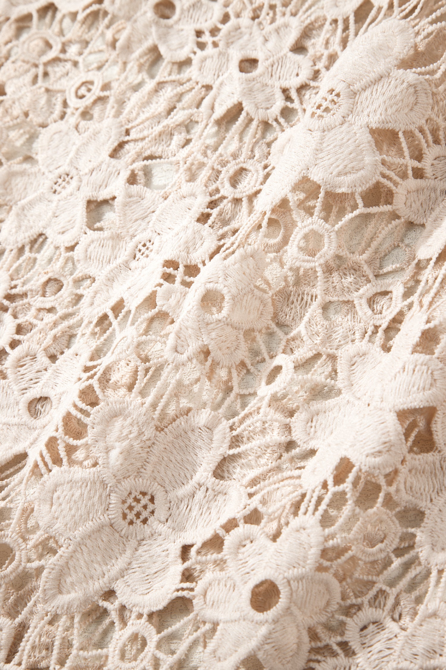 Beige Sheer Floral Lace Hem Halter Summer Dress