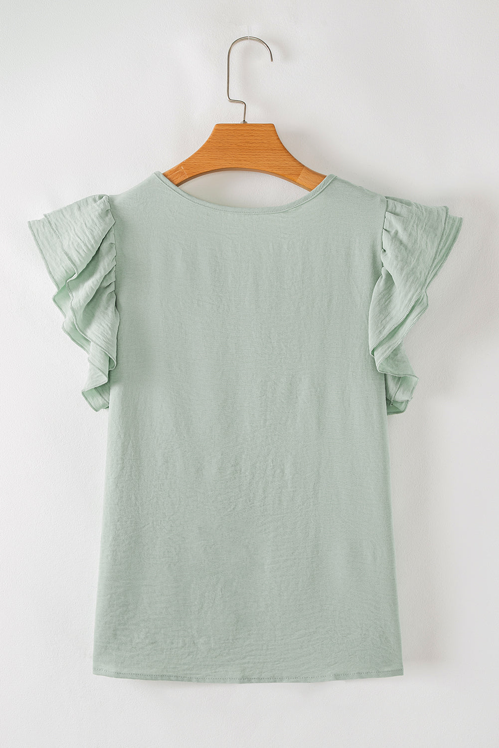 Aqua Ruffle Sleeve Crinkled Blouse