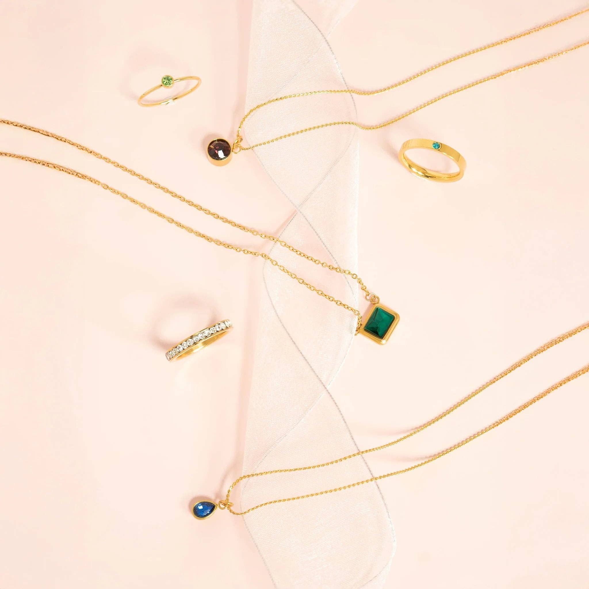 18K Gold PVD Teardrop Birthstone Charm: January