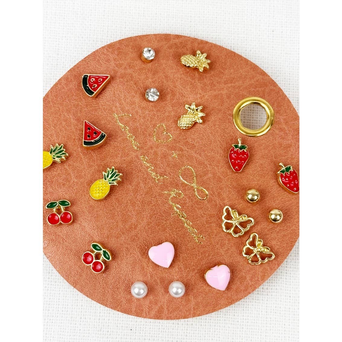 Everyday Fruity Minimal Earrings: GOLD 10 pairs