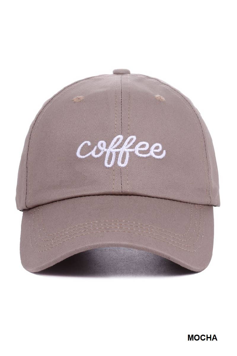 _ Coffee” Embroidered Cotton Cap: MOCHA-181153 / OS – Sugar and