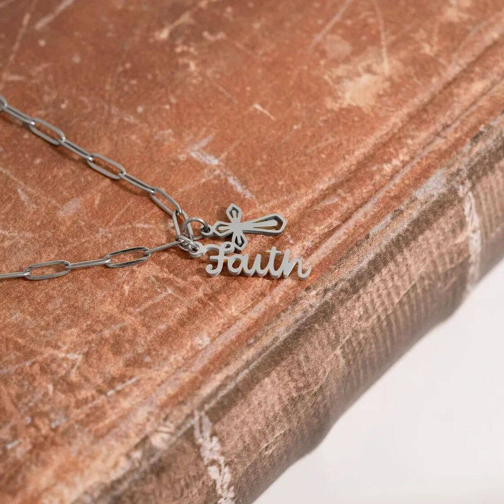 18K Gold PVD Stainless Steel Faith Charm: Gold