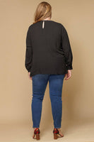 Pleione Plus Size Self-Tie Wrap Front Blouse: Royal Blue / 3X