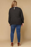 Pleione Plus Size Self-Tie Wrap Front Blouse: Royal Blue / 3X