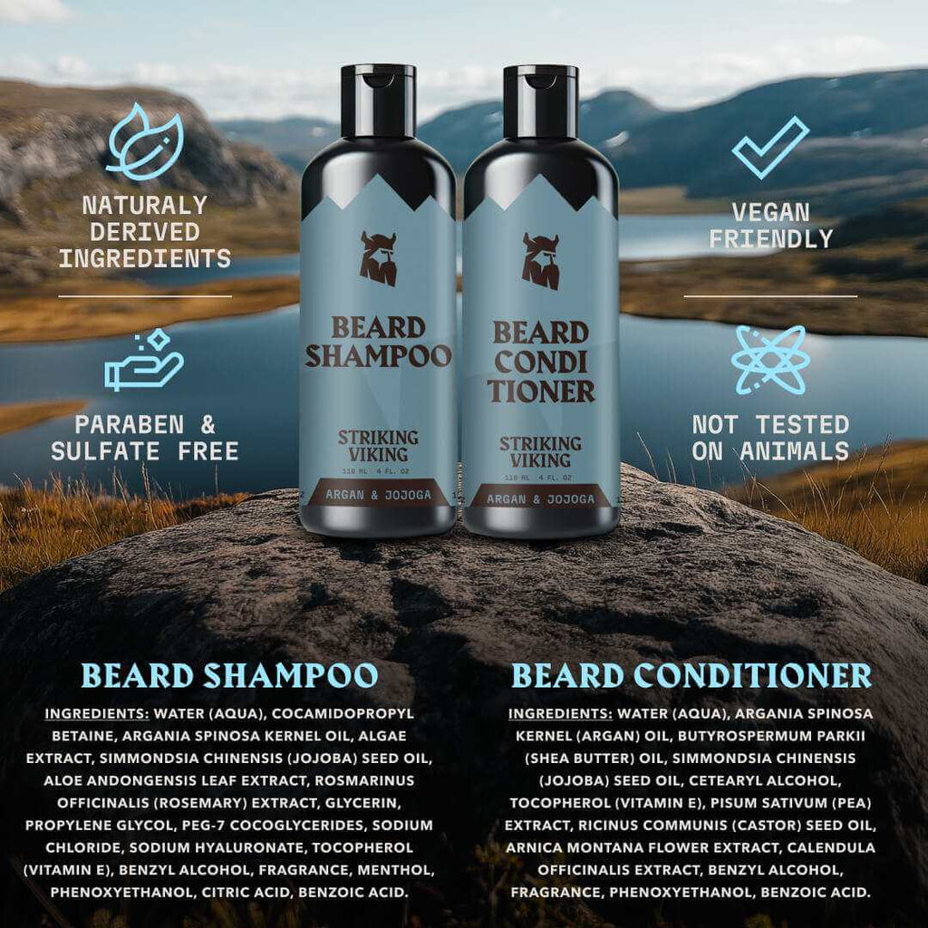 Beard Shampoo Conditioner for Men Argan Jojoba Nourishing Ki