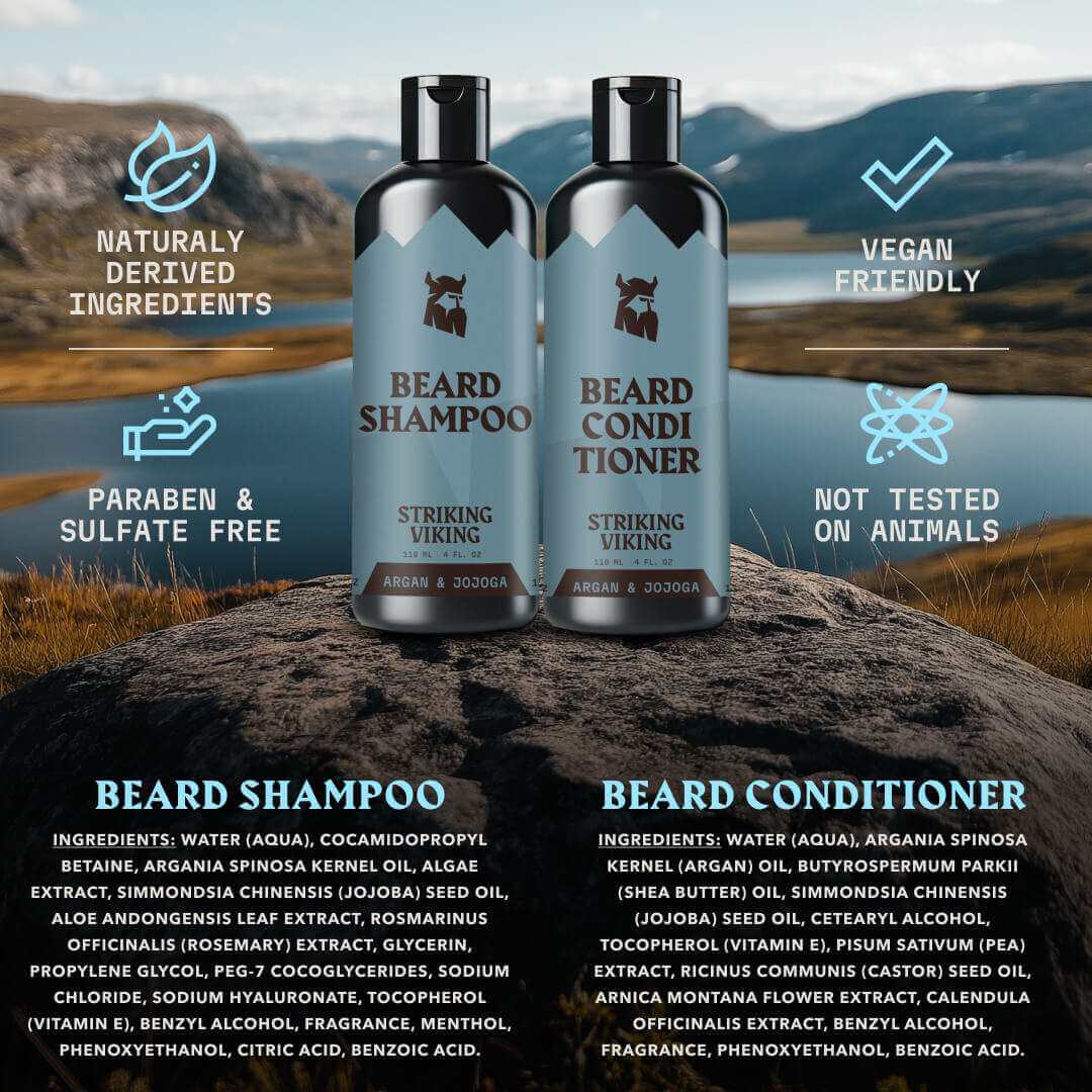 Beard Shampoo Conditioner for Men Argan Jojoba Nourishing Ki