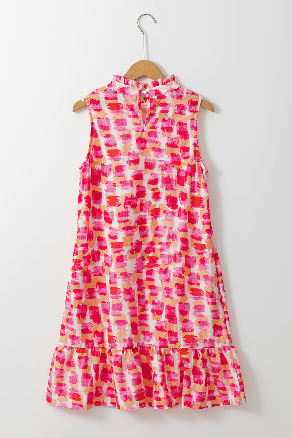 Pink Abstract Sleeveless Mini Dress