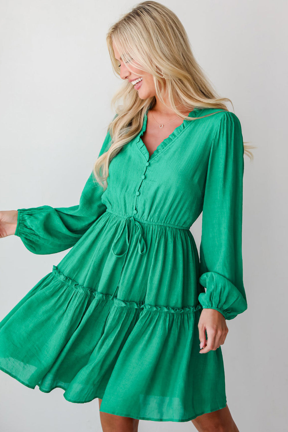 Sea Green Frilly Mini Dress
