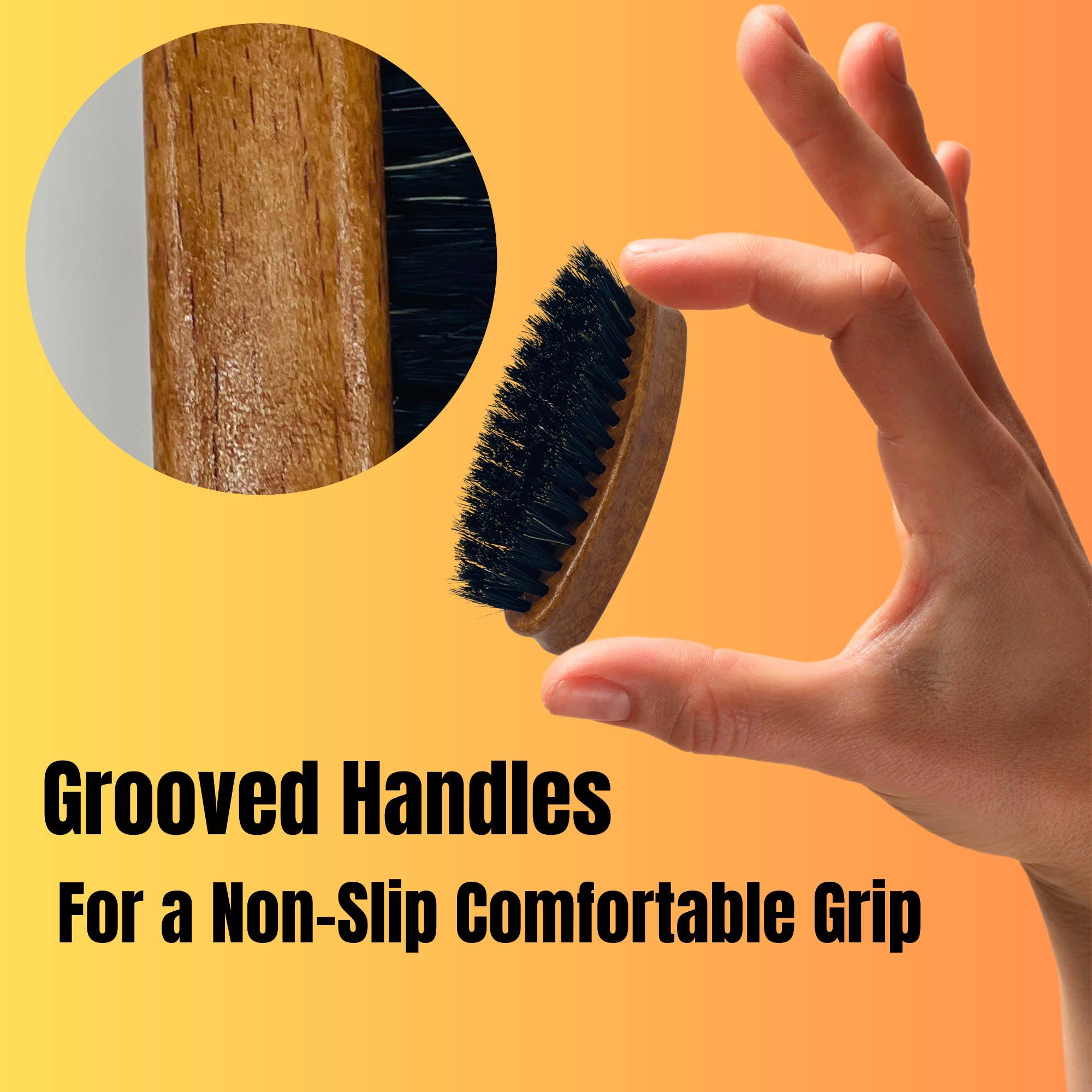 Gents Wood Mini Travel Beard Brush - 100% Boar Bristles