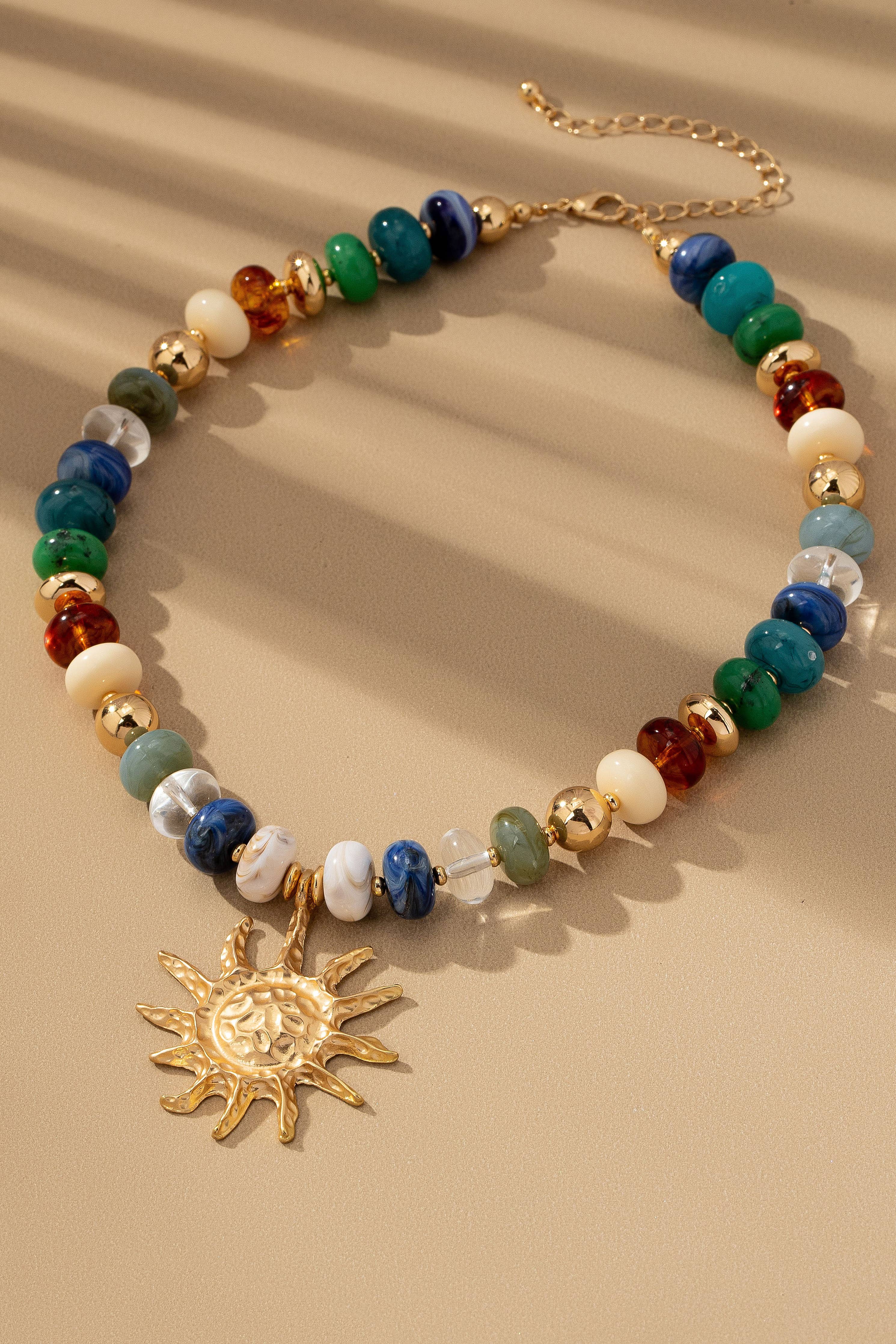 TRENDING HANDMADE CHUNKY BEADED CHARM NECKLACE | 80N92451: E