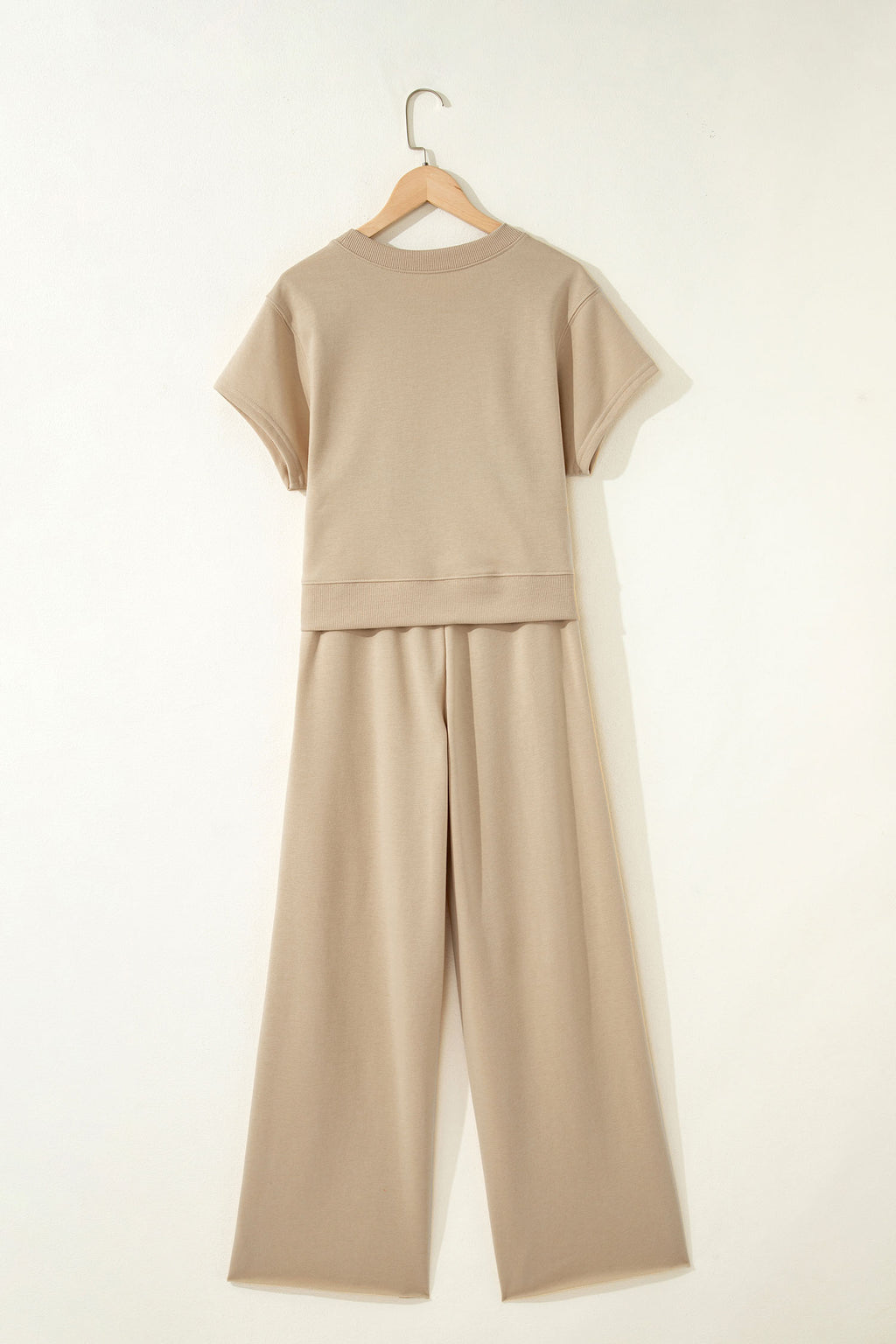 Mist Blue Loose Tee Drawstring Wide Leg Pants 2pcs Outfit