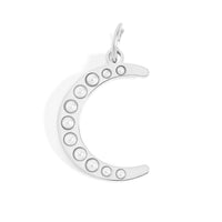 18K Gold PVD Stainless Steel Pearl Beaded Moon Charm: Gold / 15mm
