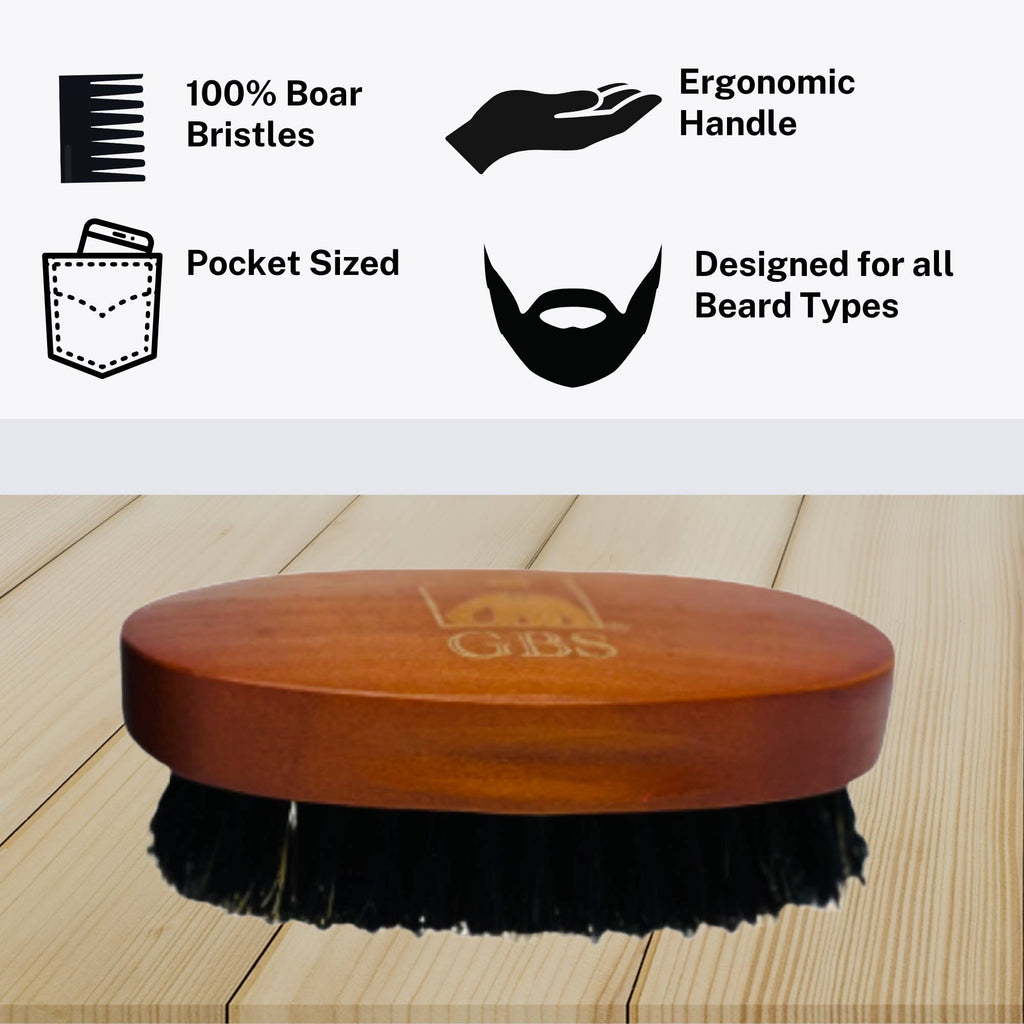 G.B.S Travel Sized 100% Boar Bristle Beard Brush