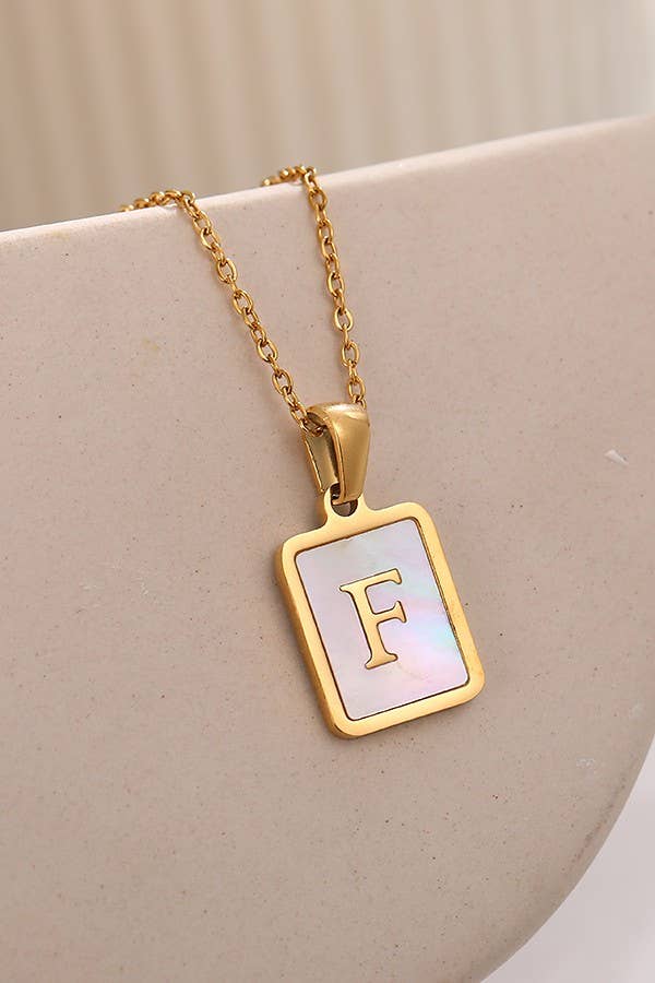 MOP  INITIAL STAINLESS STEEL TARNISH FREE NECKLACE | 40NK314: C
