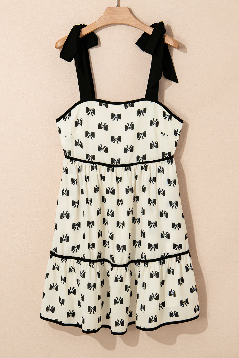 White Bow Knotted Shoulder Mini Dress