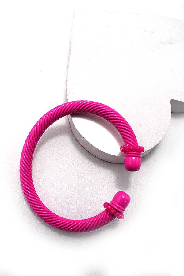CABLE STONE TEXTURED TUBE CUFF BRACELET | 10B3021005: FUCHSIA