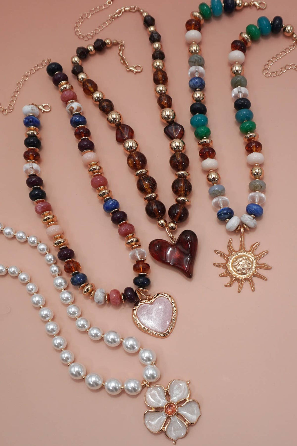 TRENDING HANDMADE CHUNKY BEADED CHARM NECKLACE | 80N92451: E