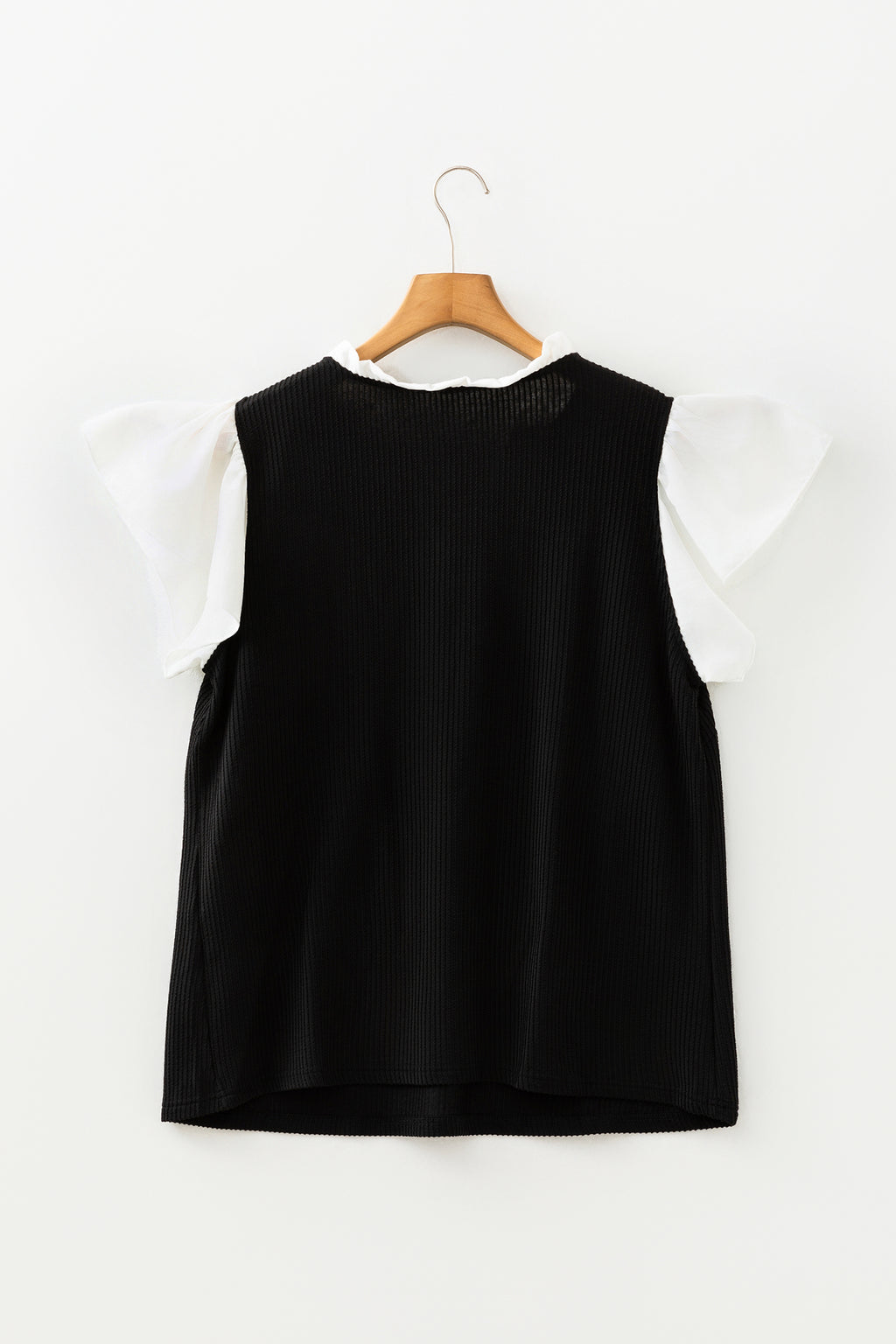 Black Plus Size Ruffled Short Sleeve Blouse