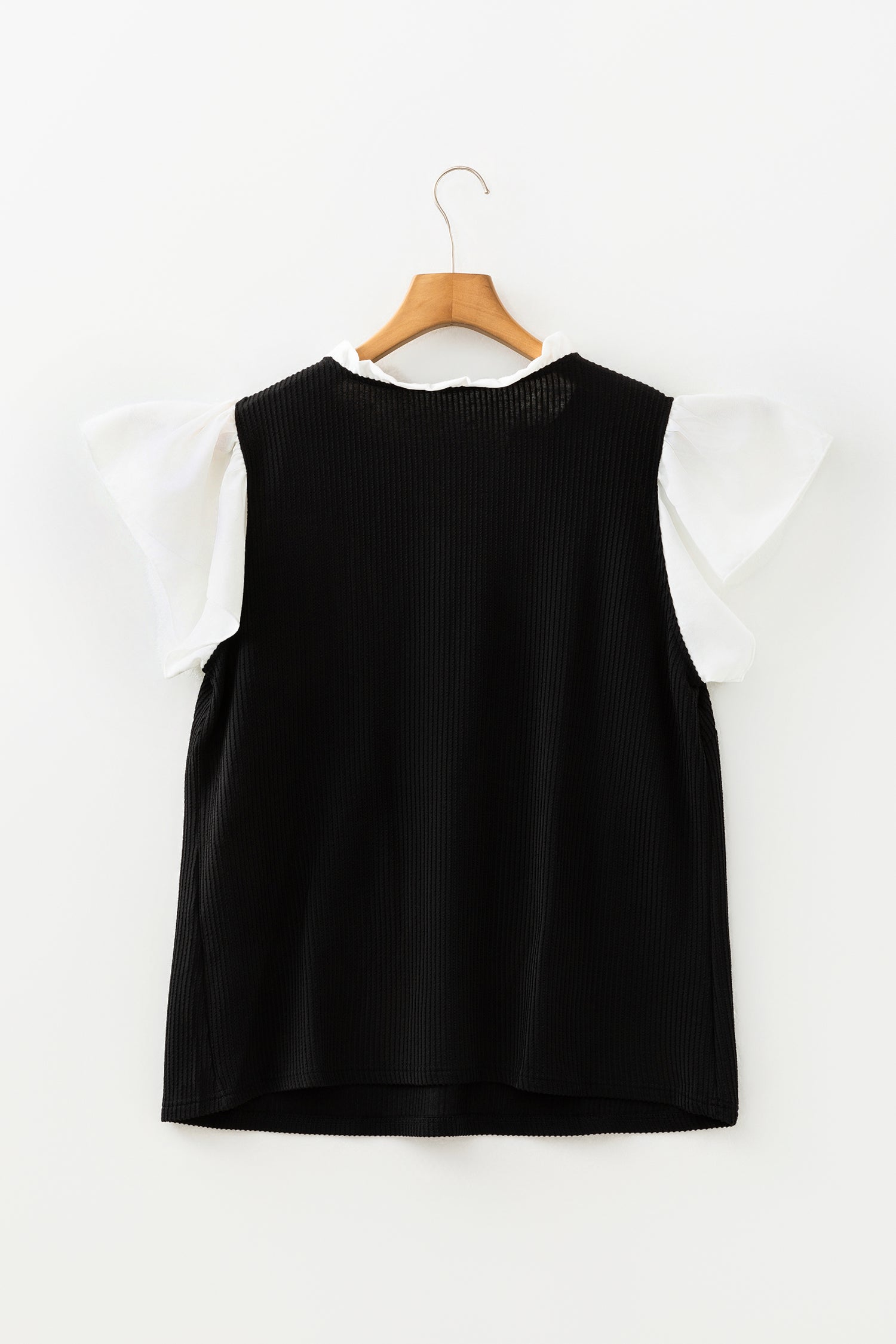 Black Plus Size Ruffled Short Sleeve Blouse