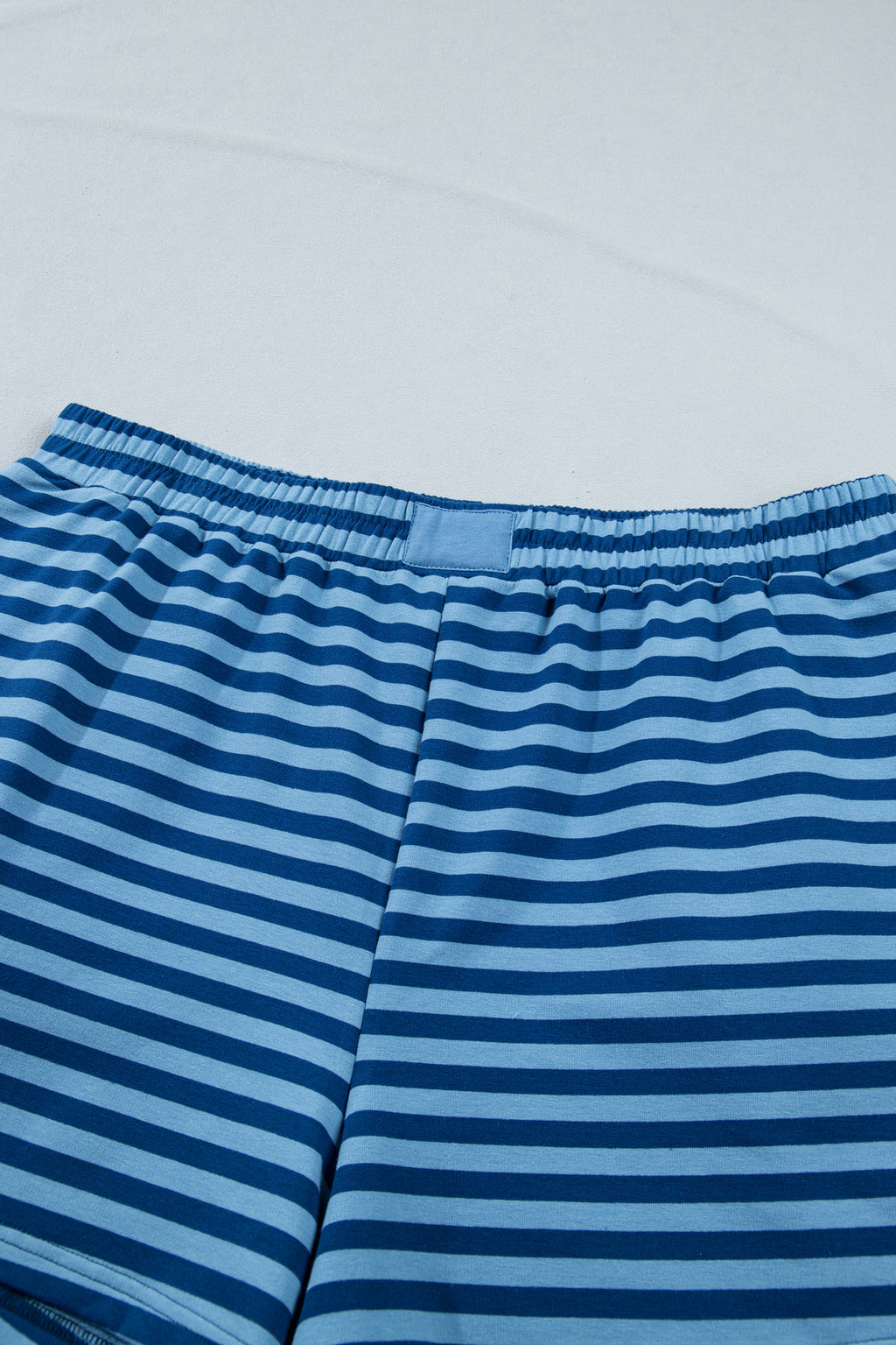 Blue Stripe Plus Size Tee and Shorts Two-Piece Set