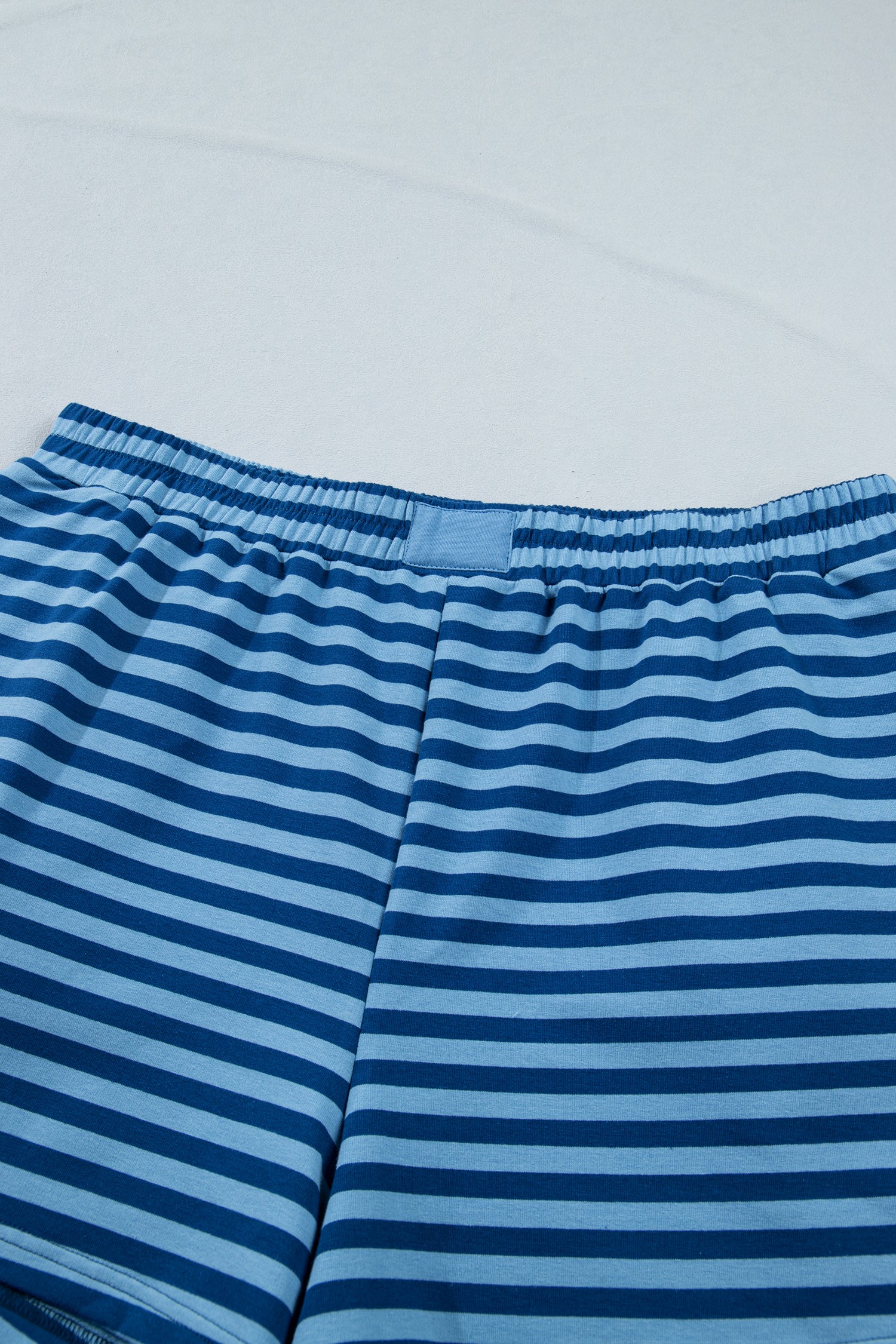 Blue Stripe Plus Size Tee and Shorts Two-Piece Set