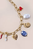 STAINLESS STEEL TARNISH FREE CHARM NECKLACE | 40NK373: GOLD
