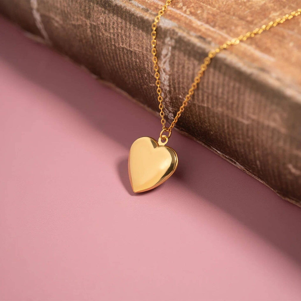 18K Gold PVD Stainless Steel Heart Locket / PDL0239: Gold