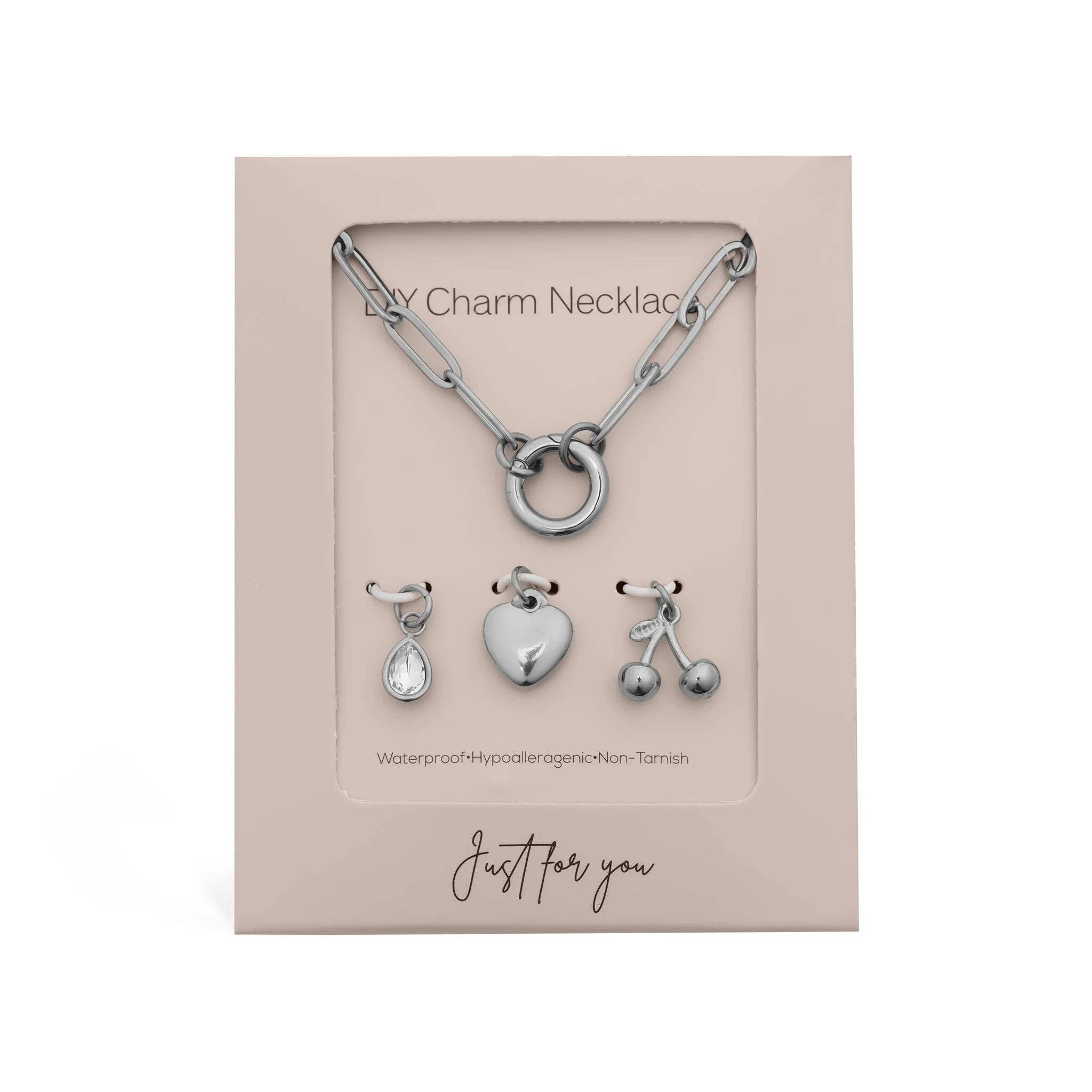 18K Gold Cherry Love Charm Holder Necklace Gift Set: Gold