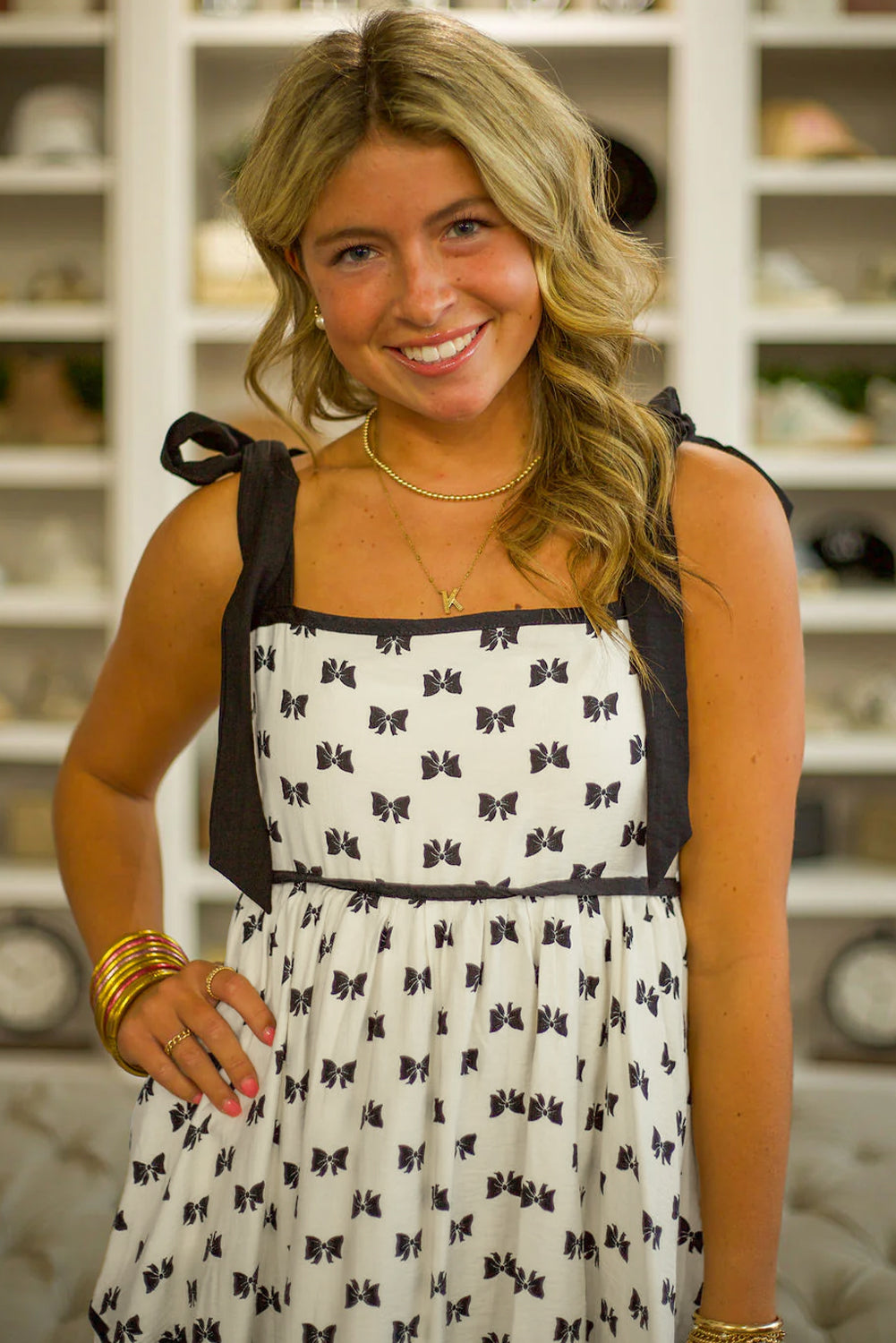 White Bow Knotted Shoulder Mini Dress
