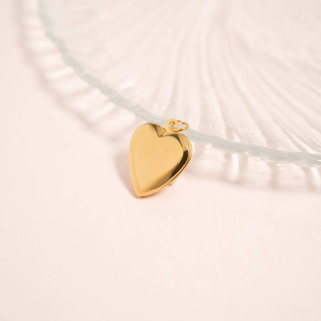 18K Gold PVD Stainless Steel Heart Locket / PDL0239: Gold