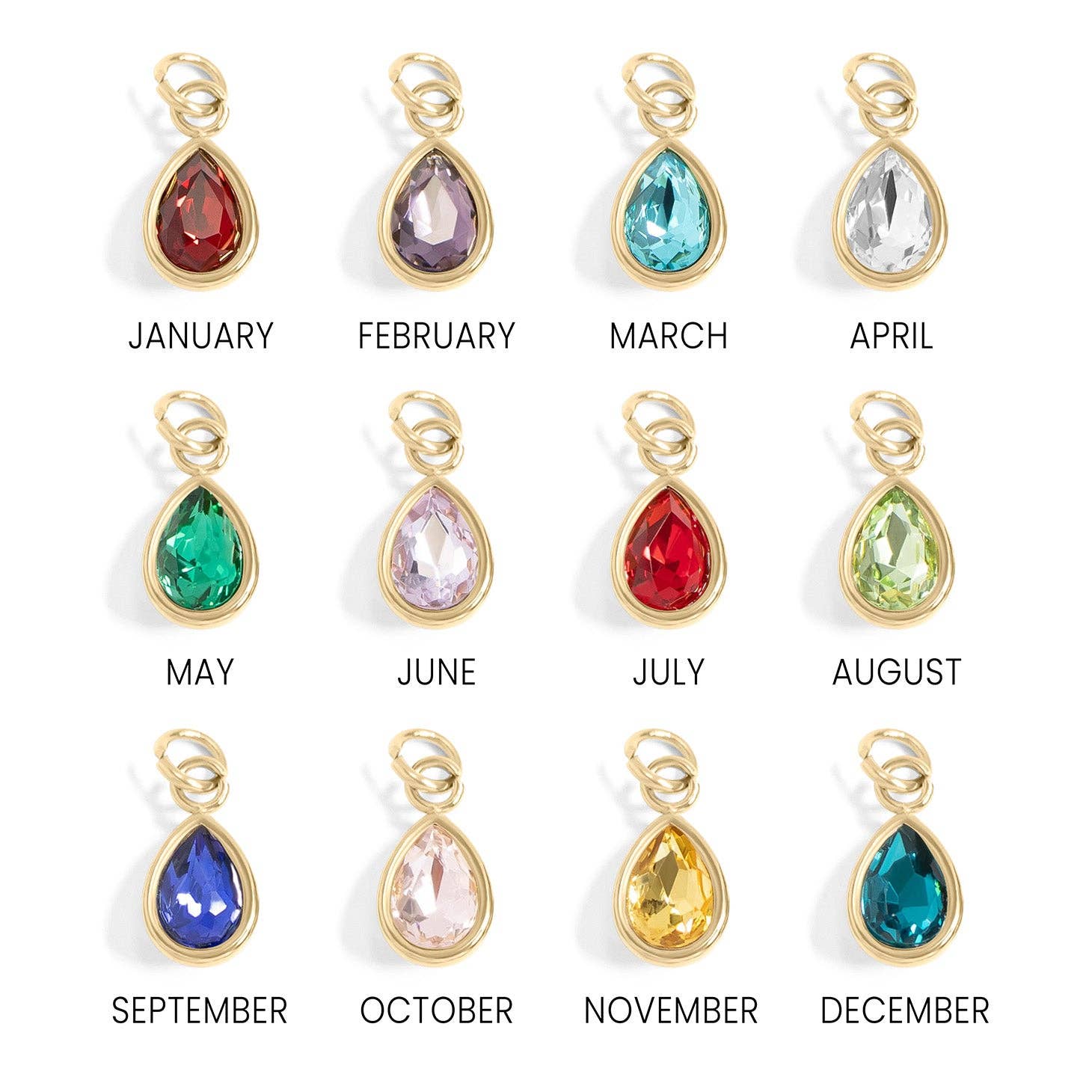 18K Gold PVD Teardrop Birthstone Charm: November