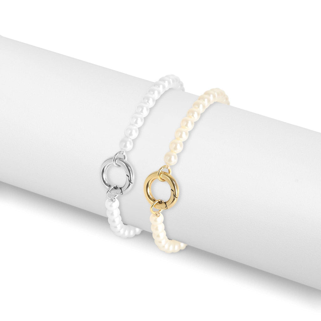 Beaded Pearl Bracelet & Charm Keeper: Kiska / Gold