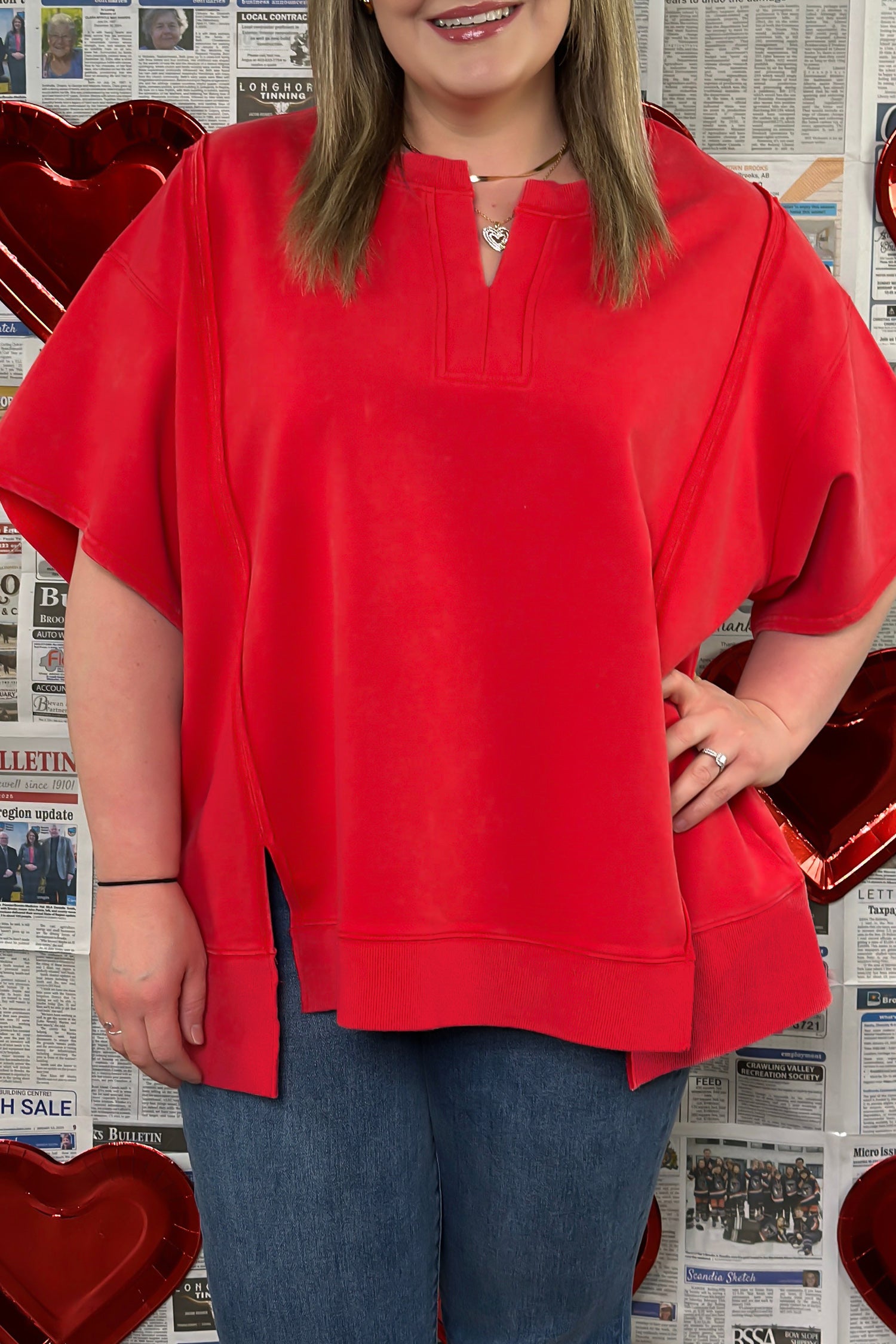 Fiery Red Short Sleeve Top
