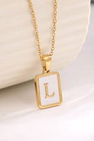 MOP  INITIAL STAINLESS STEEL TARNISH FREE NECKLACE | 40NK314: L