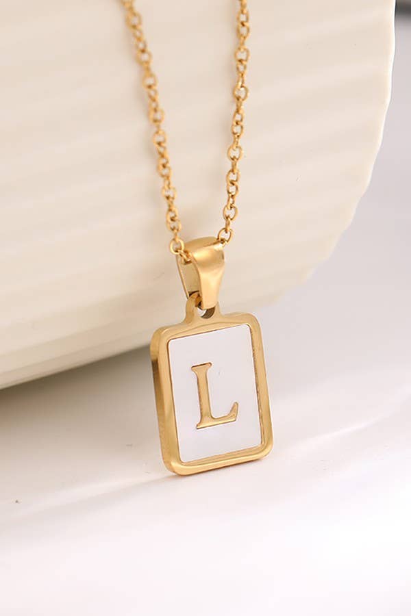 MOP  INITIAL STAINLESS STEEL TARNISH FREE NECKLACE | 40NK314: C