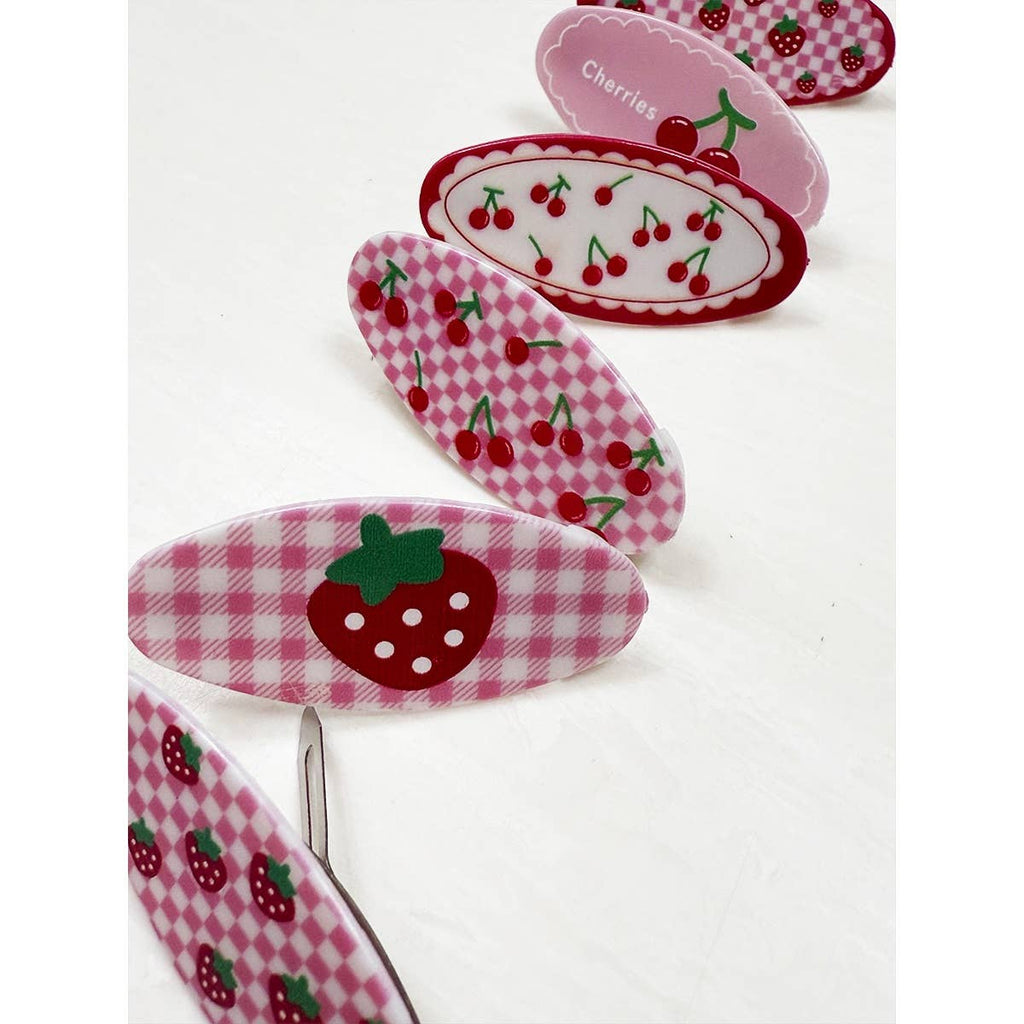 Cherry and Strawberry Theme Snap Hair Clip: MIX COLOR / ONE(12)