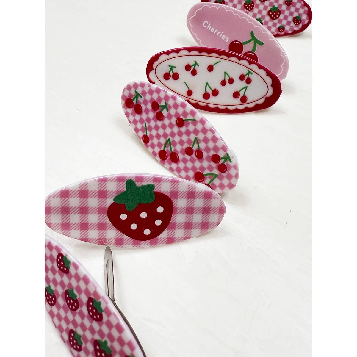 Cherry and Strawberry Theme Snap Hair Clip: MIX COLOR / ONE(12)