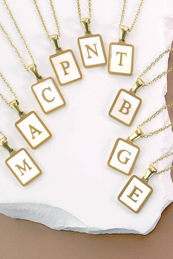 MOP  INITIAL STAINLESS STEEL TARNISH FREE NECKLACE | 40NK314: C