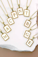 MOP  INITIAL STAINLESS STEEL TARNISH FREE NECKLACE | 40NK314: L