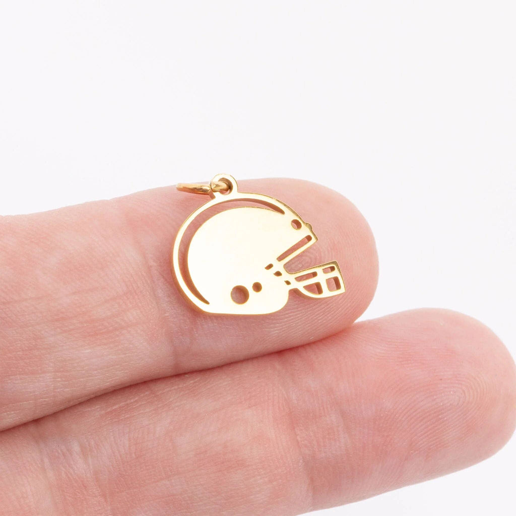 18K Gold PVD Stainless Steel Helmet Charm: Gold