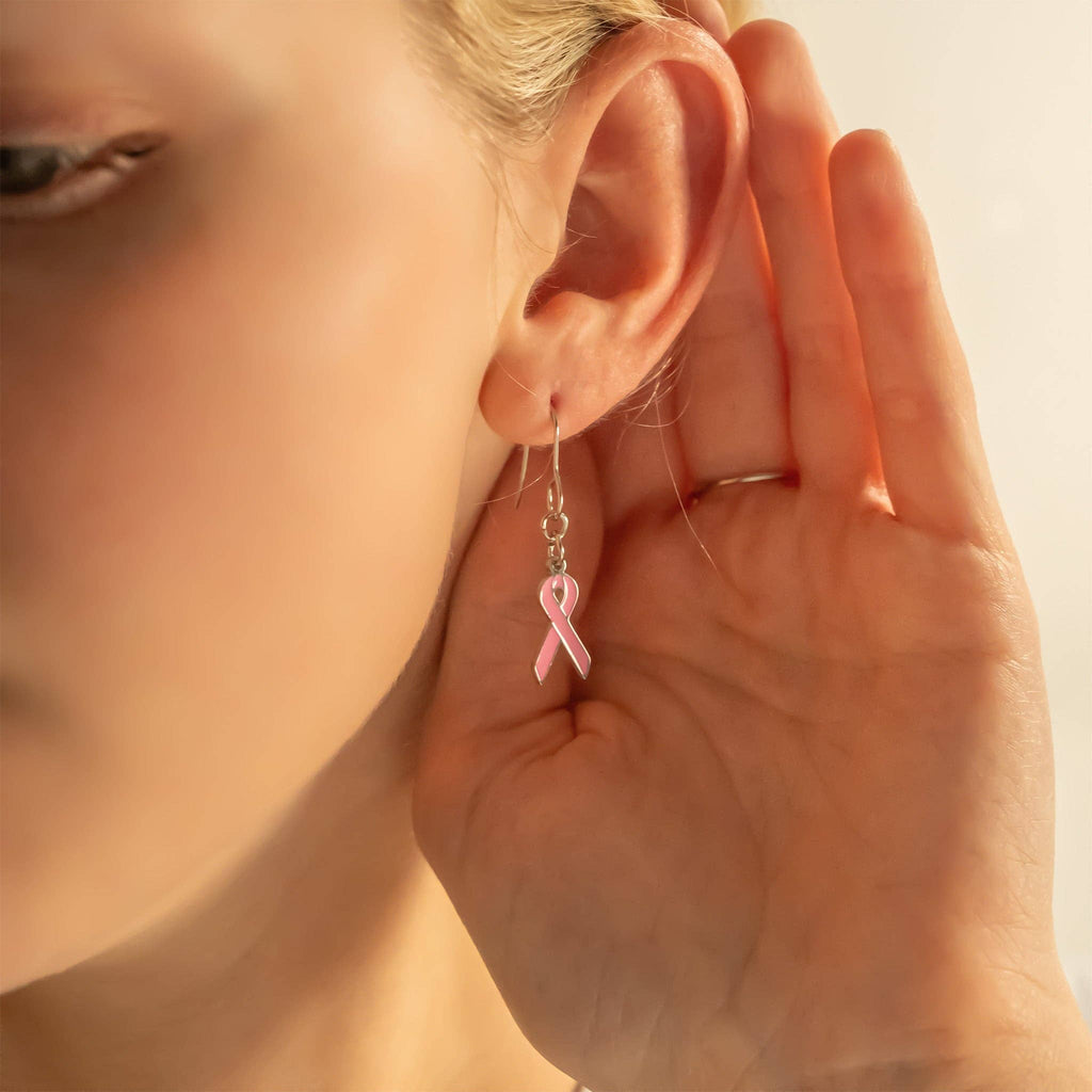 Breast Cancer Awareness Pink Ribbon Charm: Gold