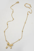 18K STAINLESS STEEL TARNISH FREE BOW NECKLACE | 40NK9387: GOLD