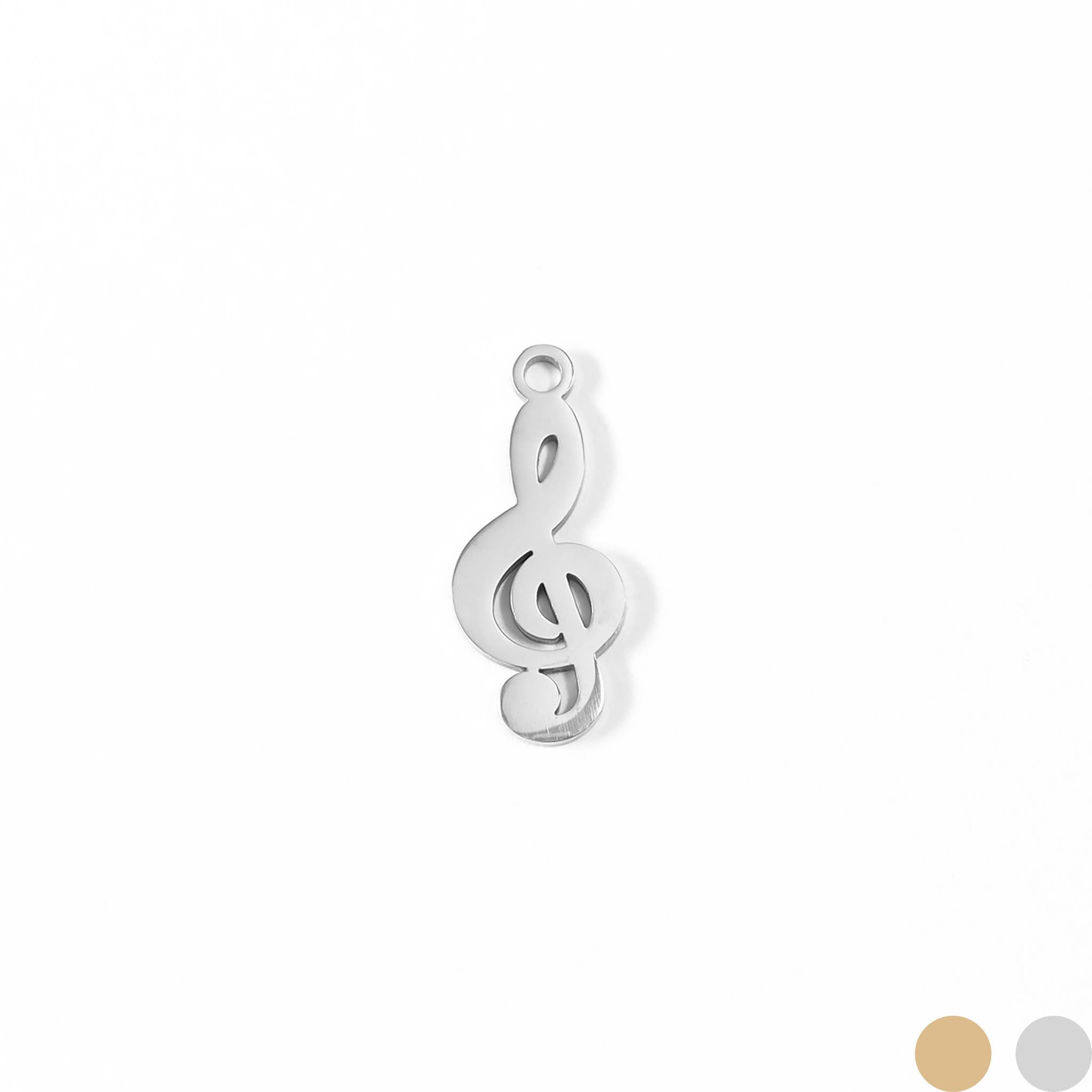 18K Gold PVD Stainless Steel Treble Clef Music Charm / PDL0077: Stainless