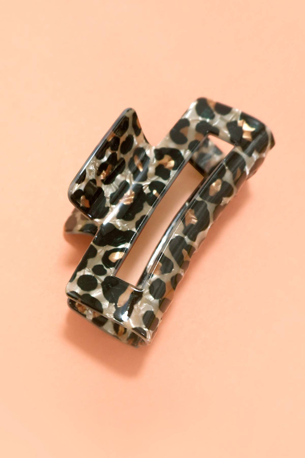 RECTANGLE LEOPARD ANIMAL DESIGN HAIR CLAW CLIPS | 40H859: Beige