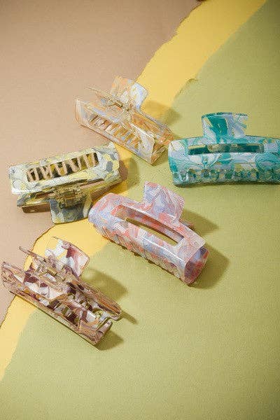 ALL ABOUT TORTOISE MARBLE HAIR CLAW CLIPS | 40H520: PEACH